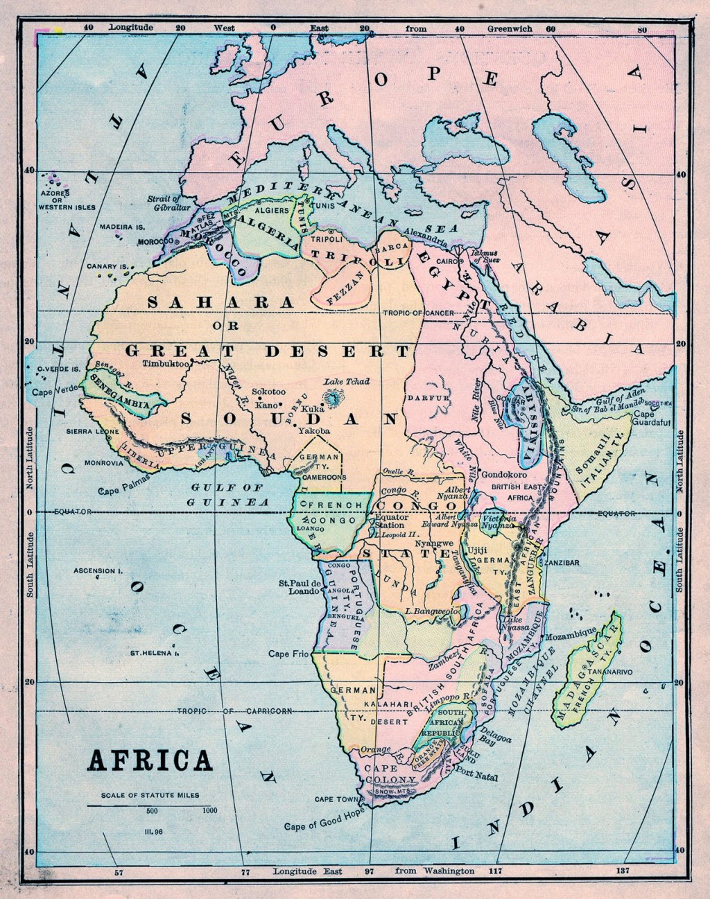 africa vintage map